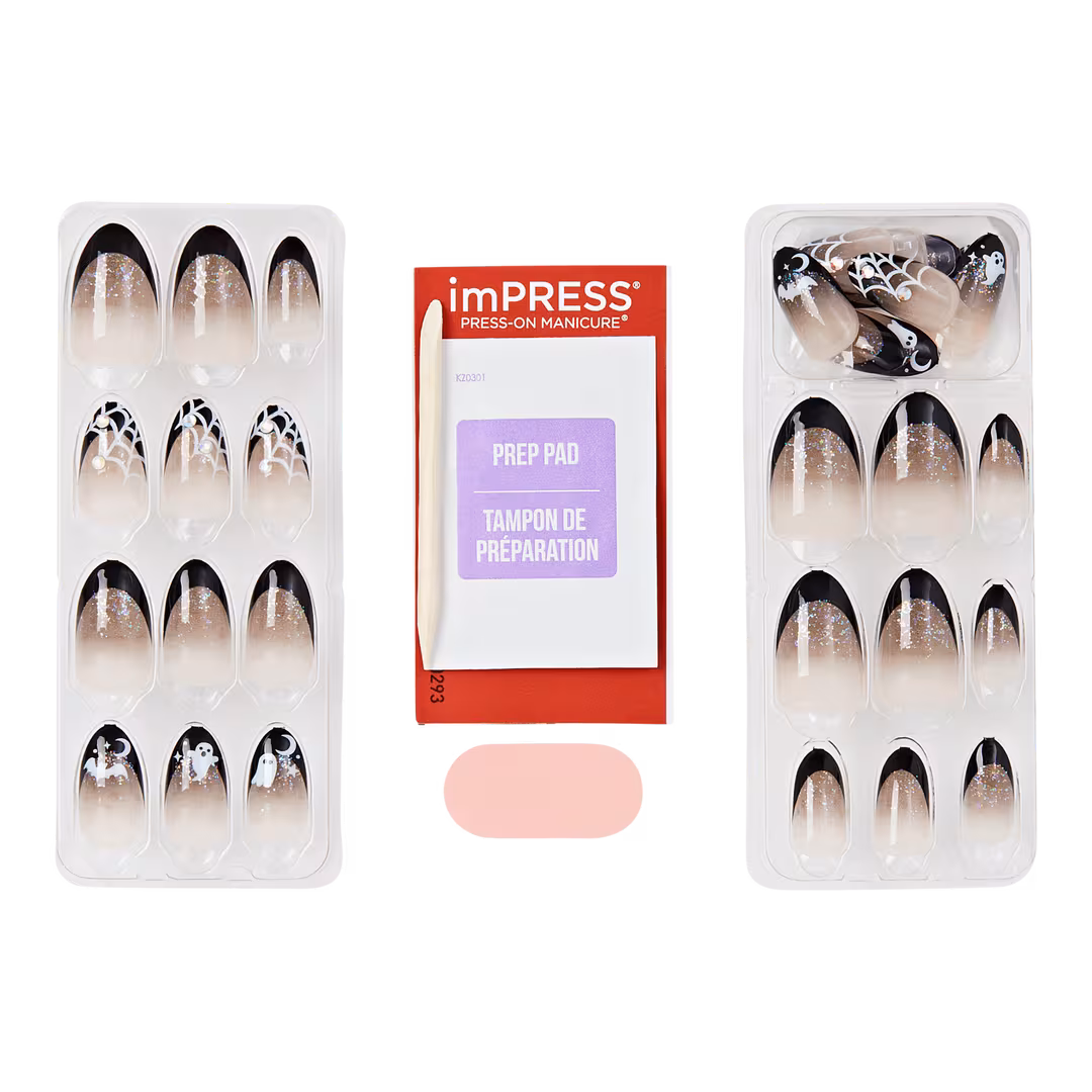 Kiss  Impress Design Medium Almond Press On Nails, Boo Proof