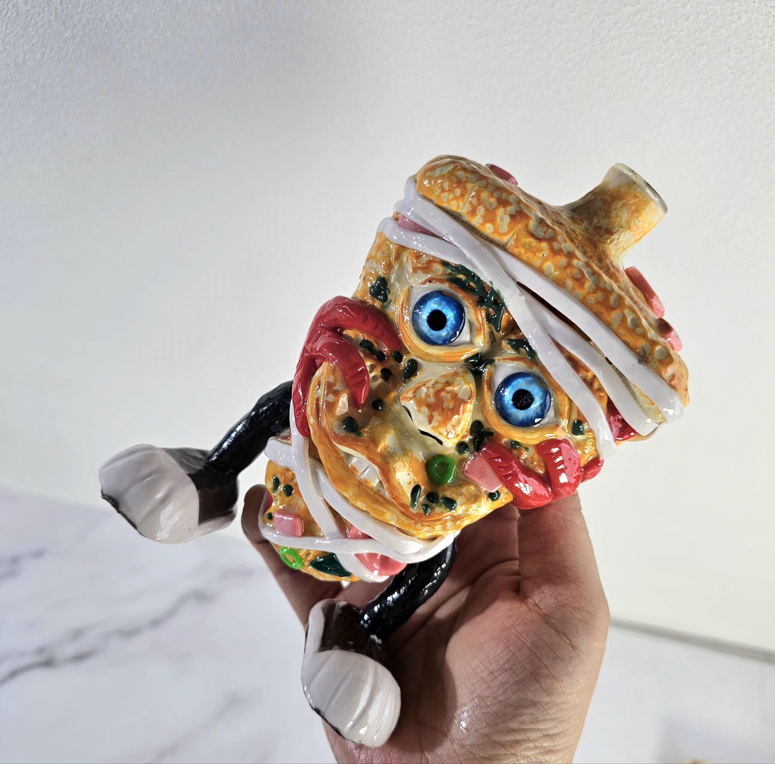 Random Pizza Slice mini dab rig multi-color cartoon glass water pipe