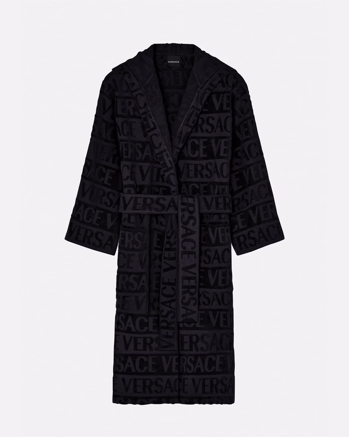 Versace Allover Bathrobe Black