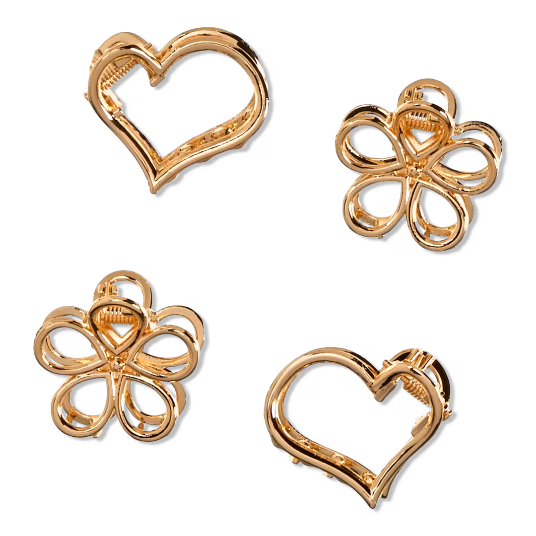 Conair Accessories  Metal Flower and Heart Claw Clips