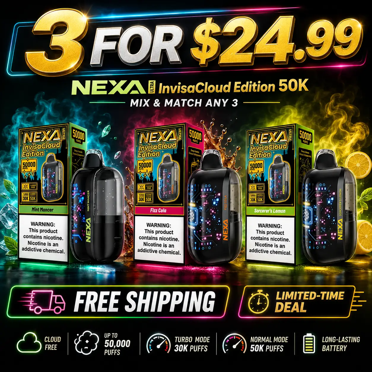 3 for $24.99 – NEXA Ultra InvisaCloud Edition 50K