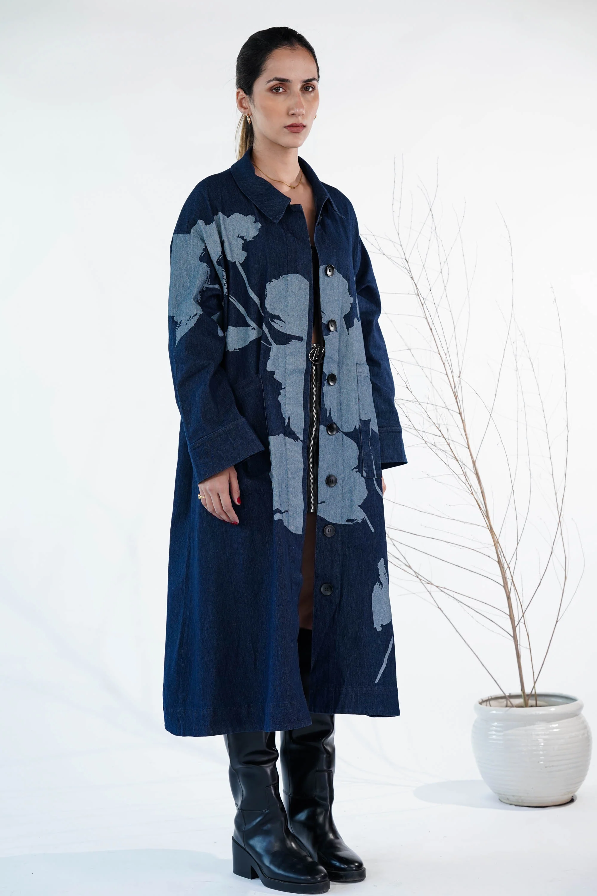 Ink & Ash Blue Trench Coat