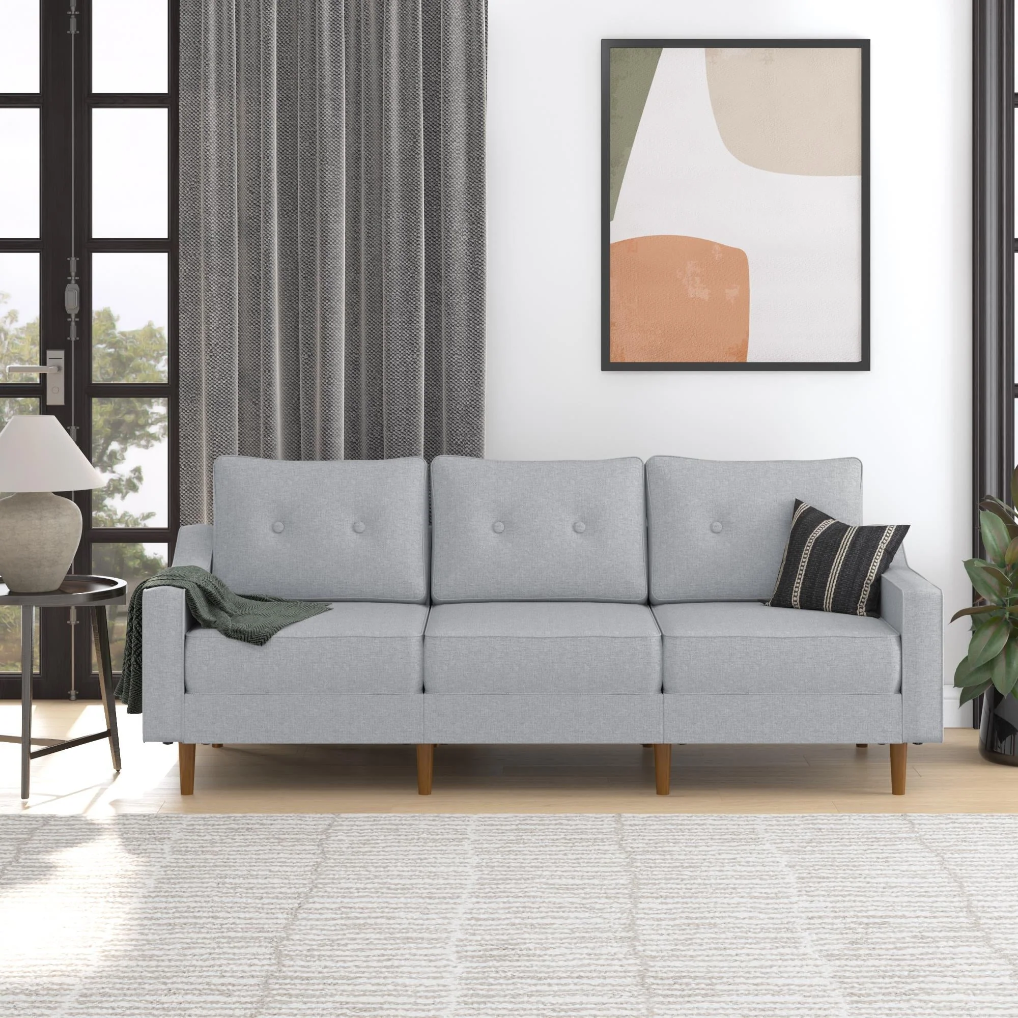 DHP Zion Modular 3-Seater Sofa, Gray Linen