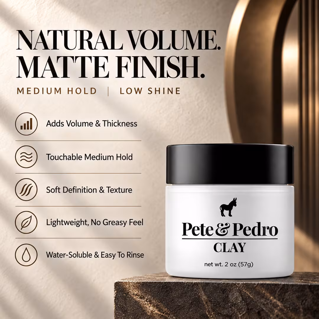 Pete & Pedro  Hair Clay With Medium Hold Low Shine Matte Finish