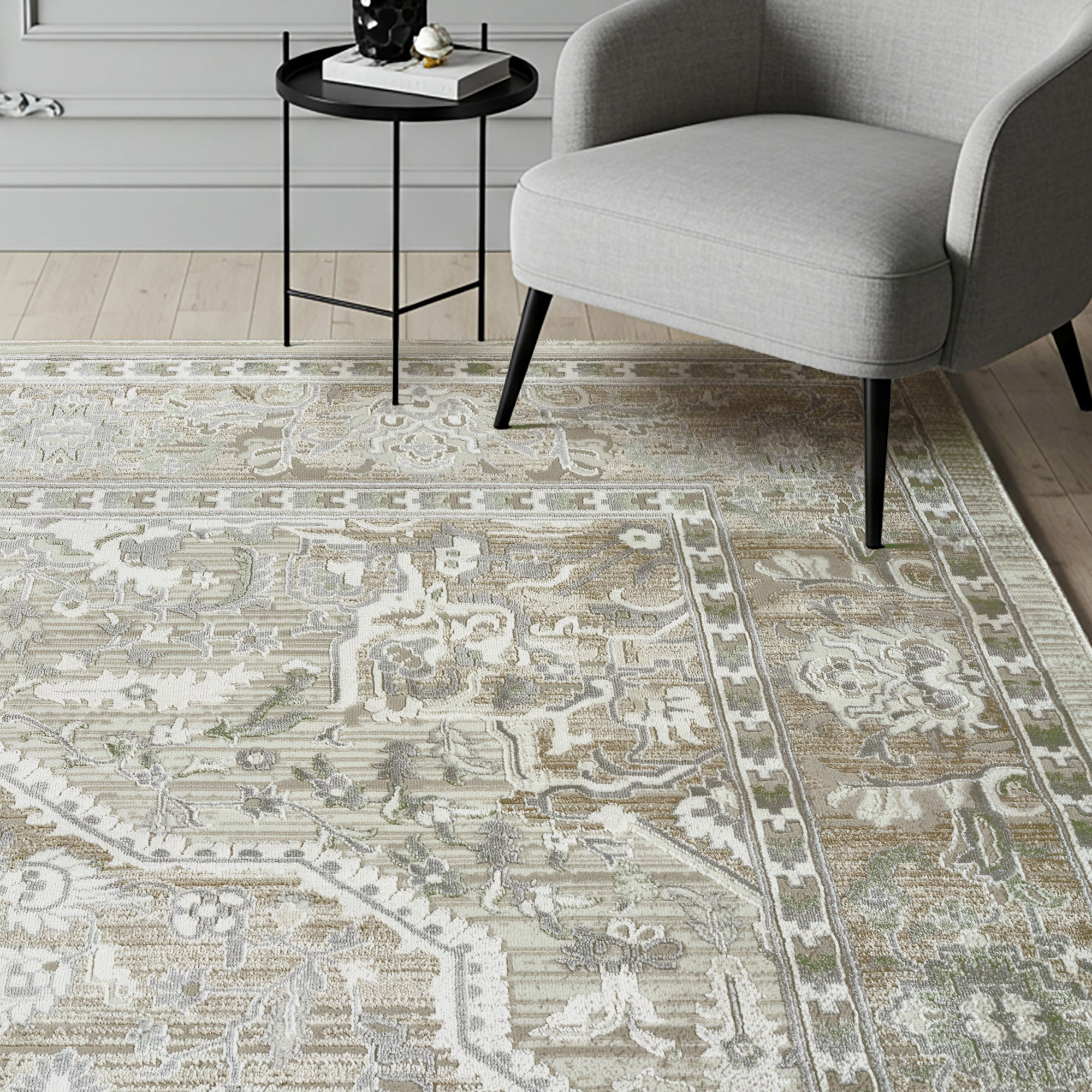 Sasha Area Rug, Adryan Beige Green, 8'8' x 13'