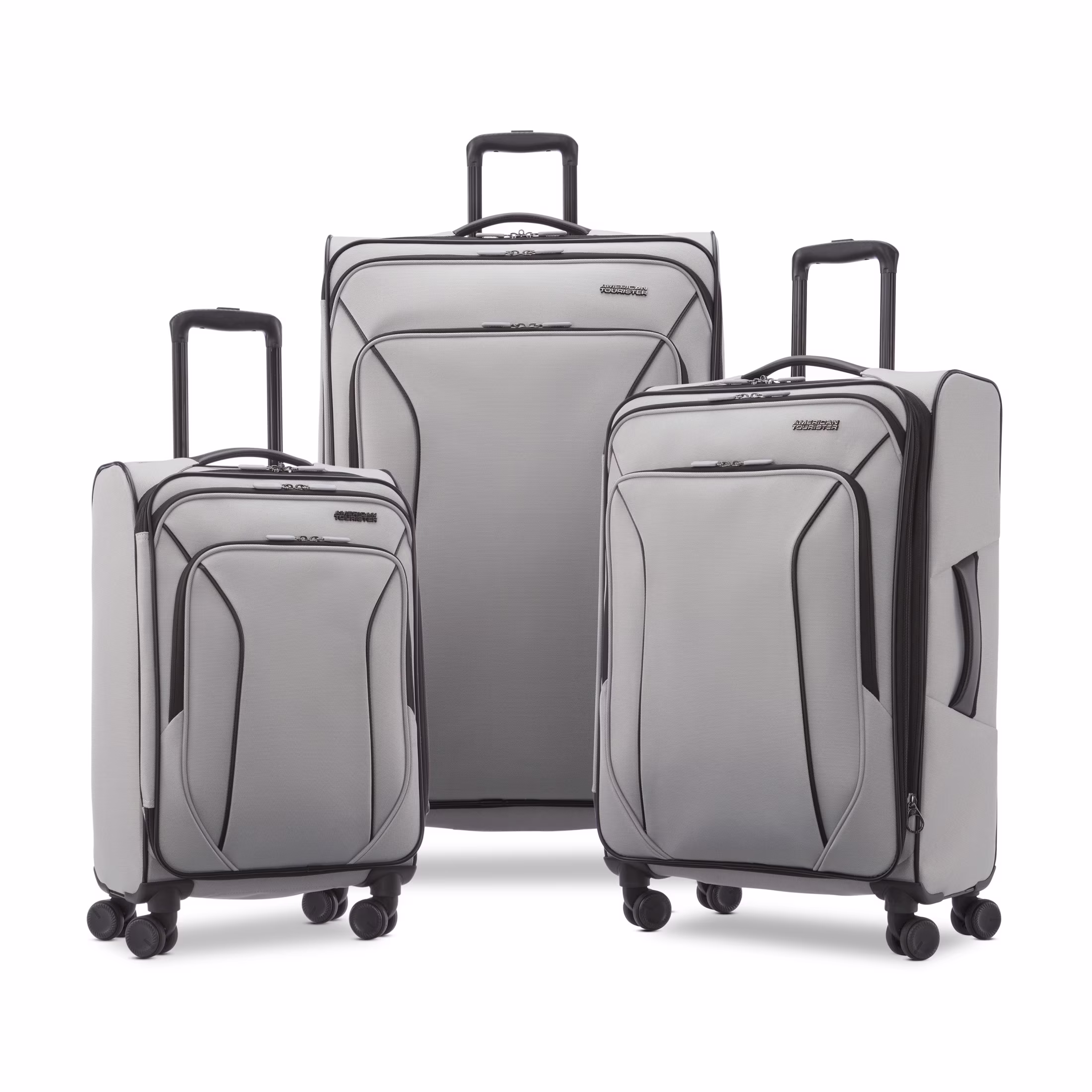 American Tourister X-Lite 3-Piece Luggage Set with Spinner Wheels - Light Grey