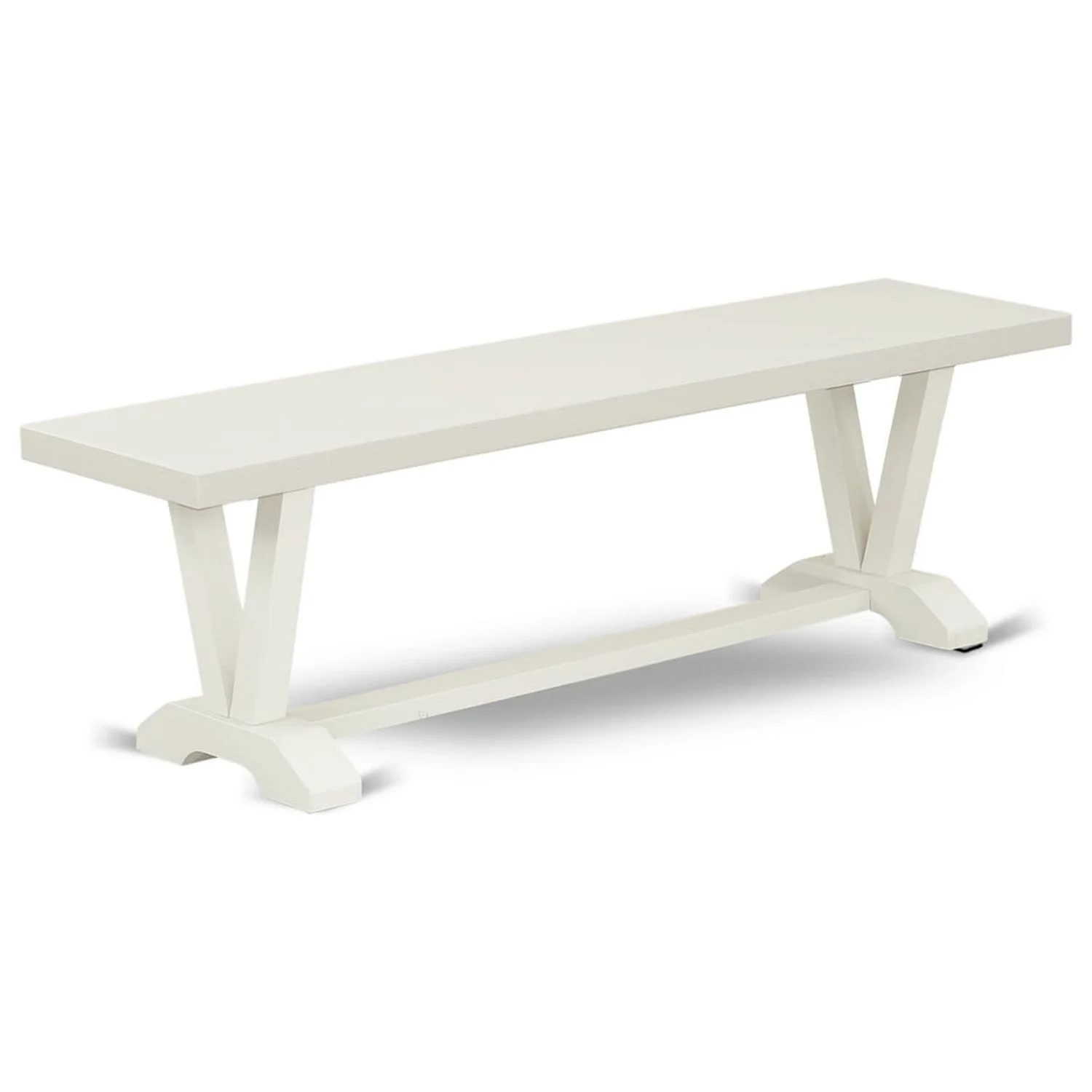 HomeStock Naturally Nice V-Style 15X60 In Dining Bench With Wirebrushed Linen White Leg And Linen White Top Finish