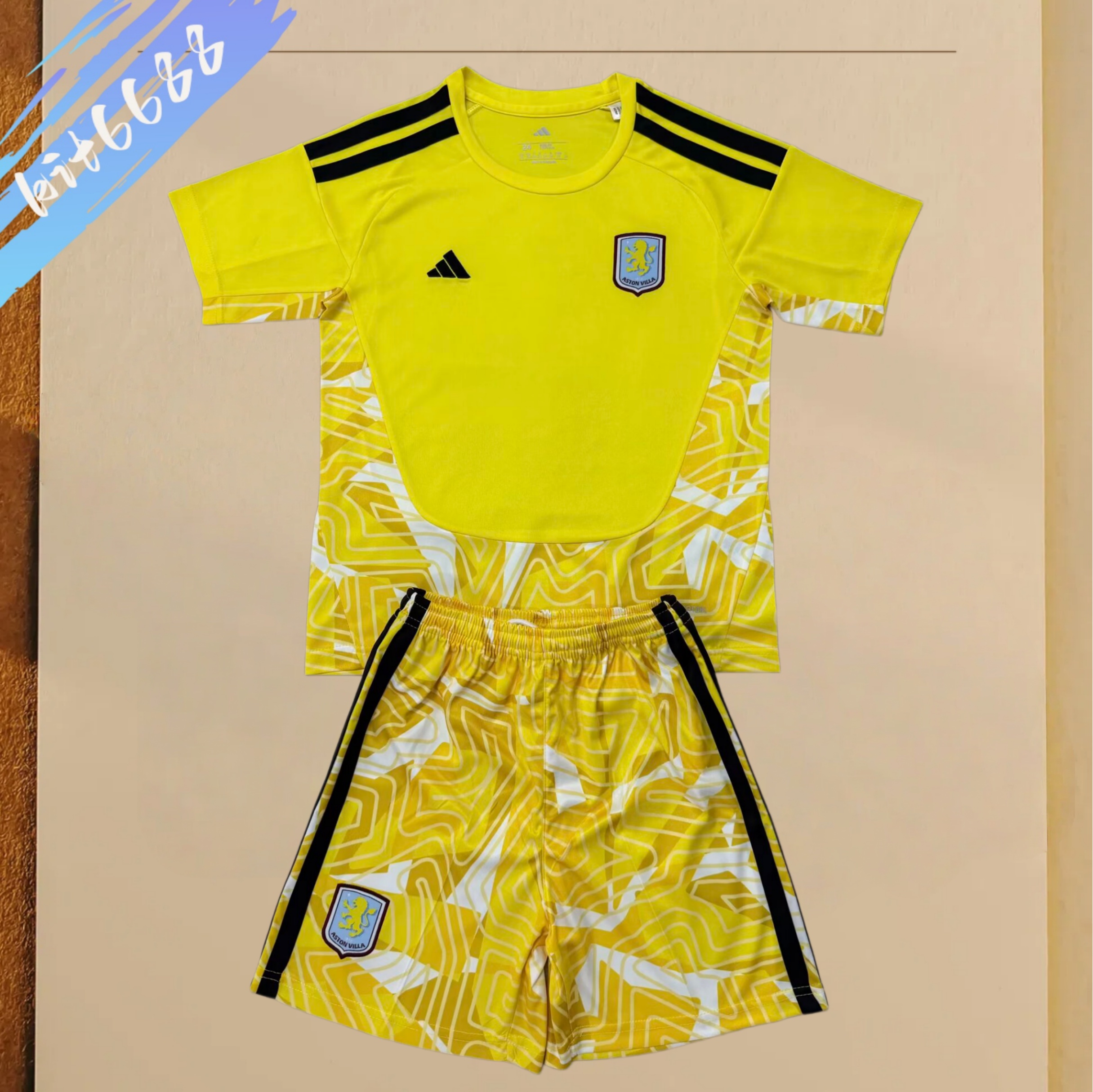 复制2026/2027 Aston Villa  goalkeeper Football Shirt (version Kids Kit socks）