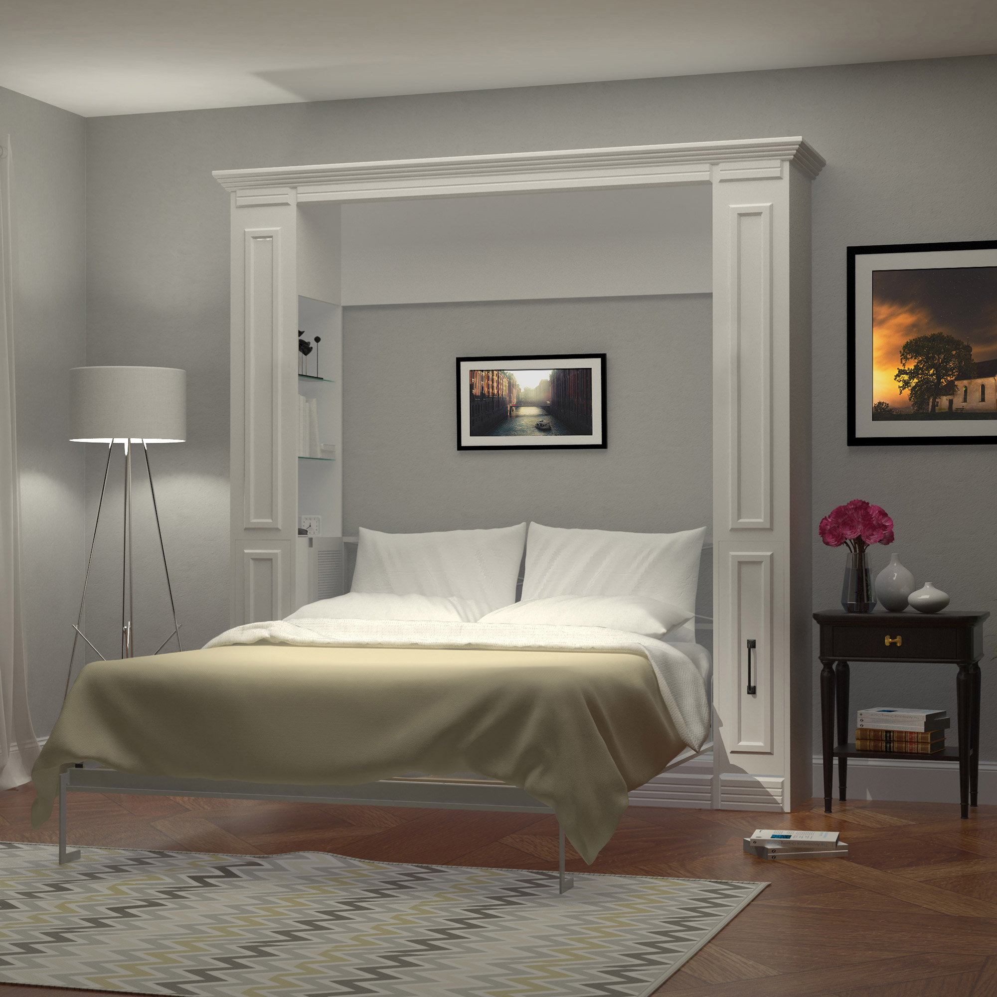 Bed & Room Porter Queen Portrait Wall Bed with Internal Storage