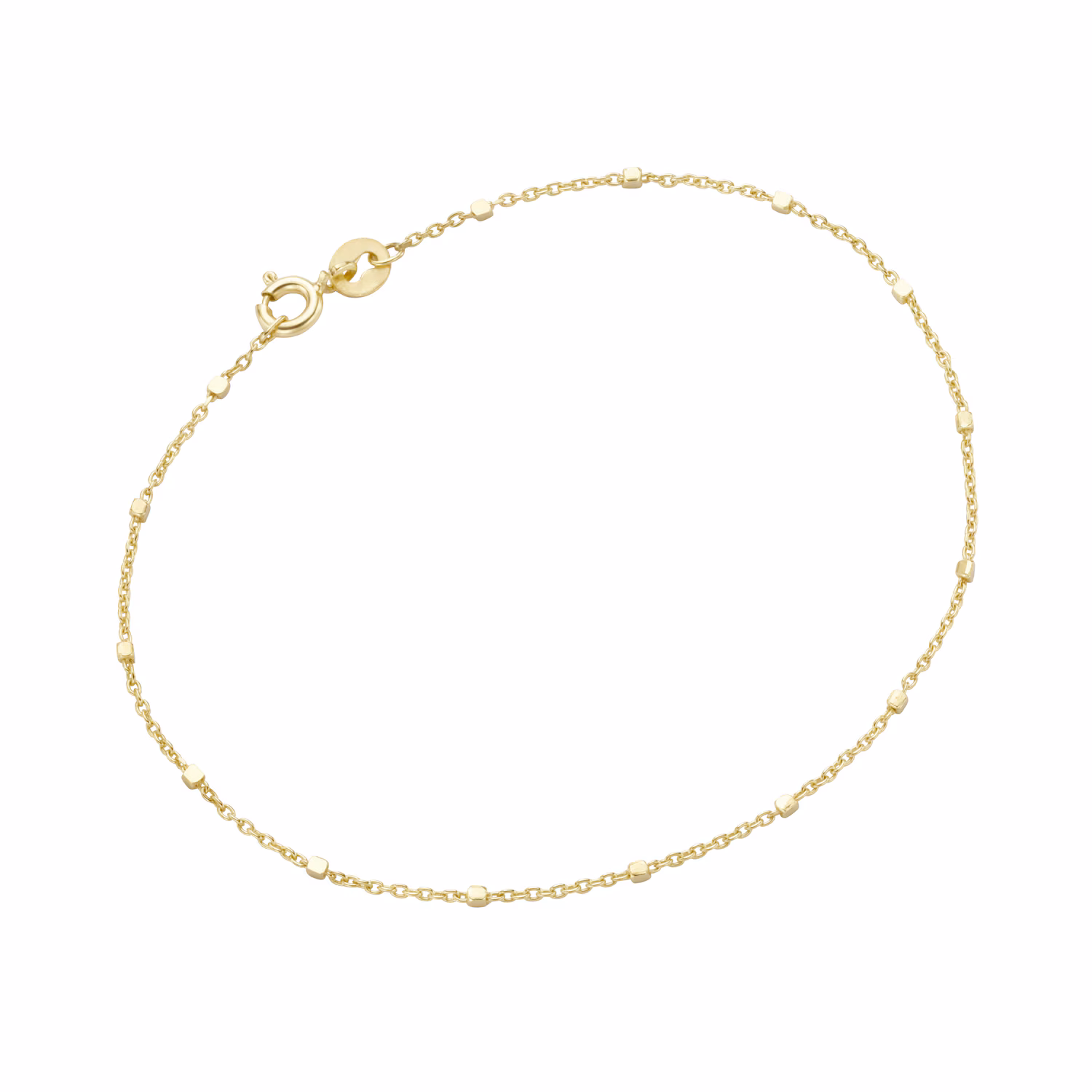 Armband Ankerkette massiv mit würfelförmigen Zwischenteilen, Gold 375