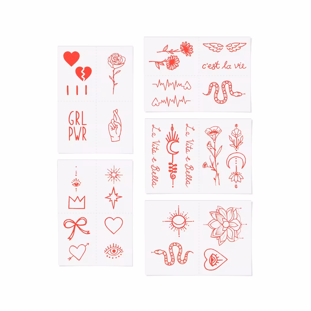 Inked by Dani  Red Ink Temporary Tattoo Pack