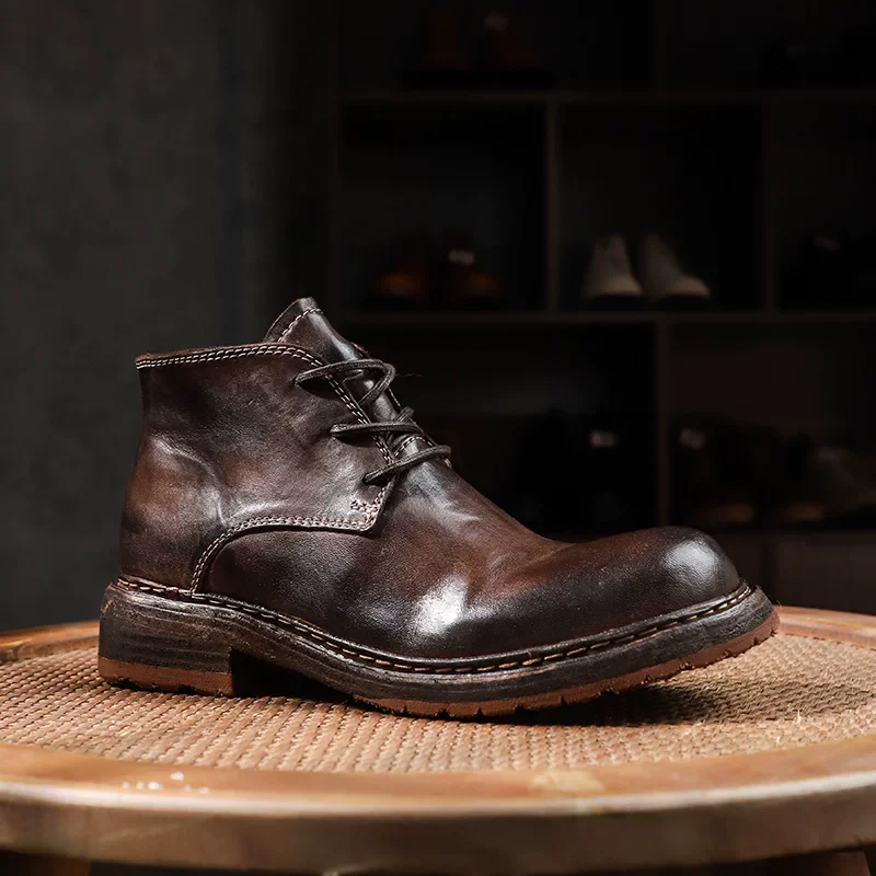 Primary color washed horsehide Martin boots