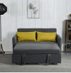 Momspeace Futon Convertible Sofa Bed with Pull Out Sofa Bed 55" Sleeper Sofa Couch with USB Port and 2 Side Pockets Loveseat- Gray
