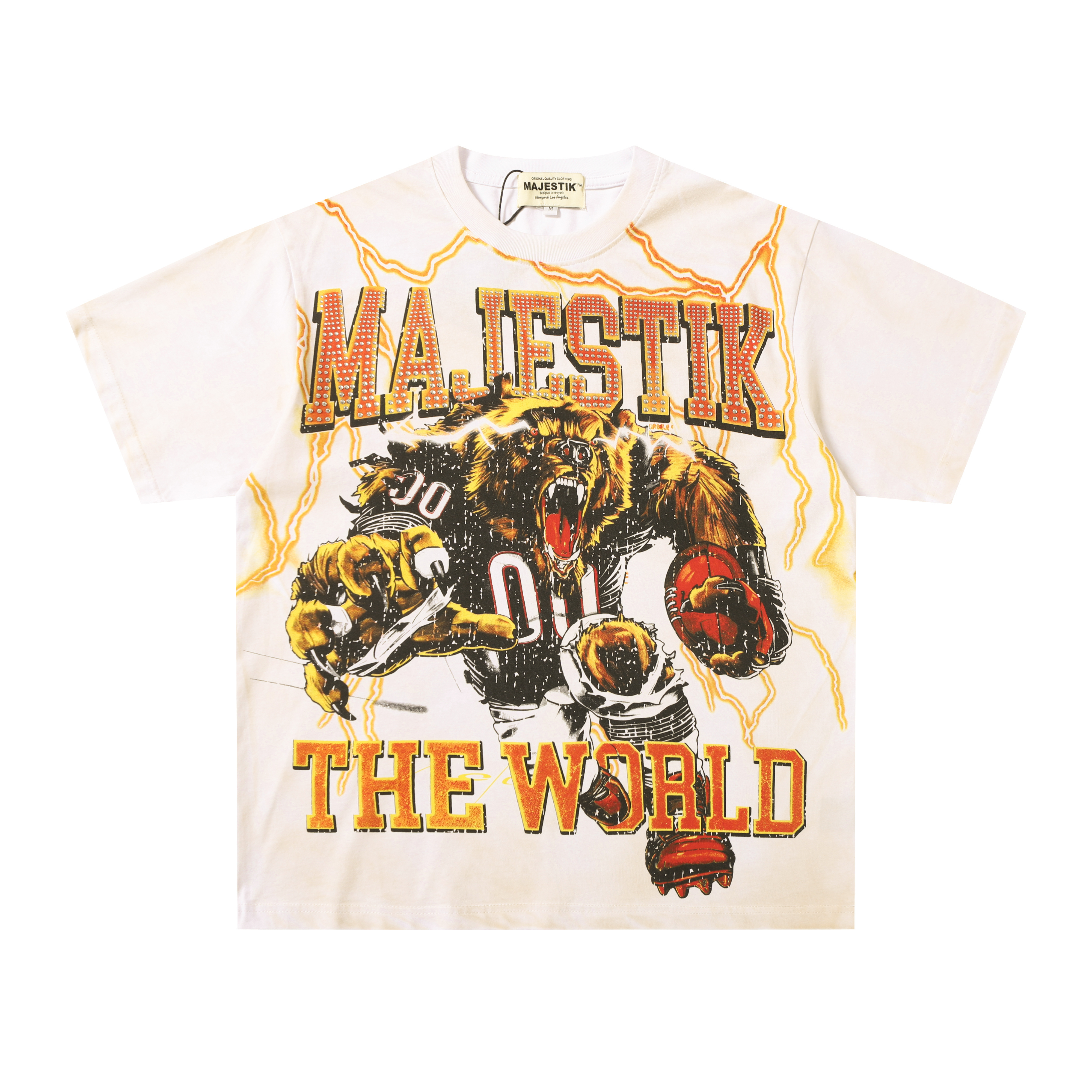 Beast Athlete Letter Full-Diamond Print Short-Sleeve Shirt