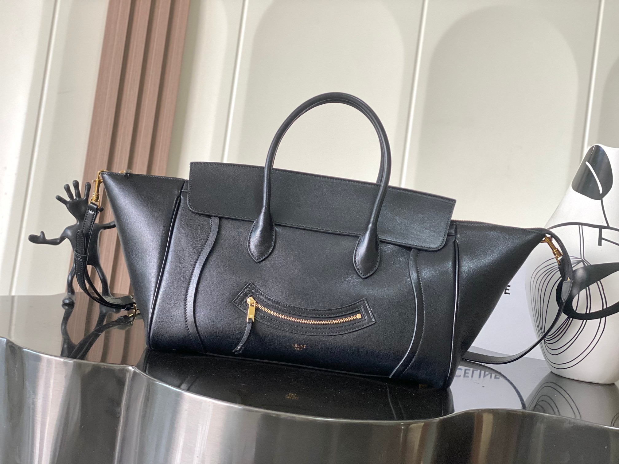 Celine Little Luggage In Supple Shiny Lambskin