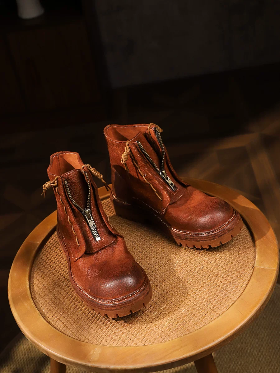Heavy industry washed shrinkage horse hip leather Martin boots