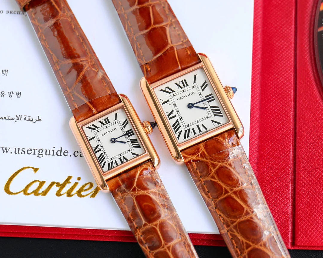 Cartier Watch TANK MUST SMALL CROCODILE STRAP WHITE DIAL