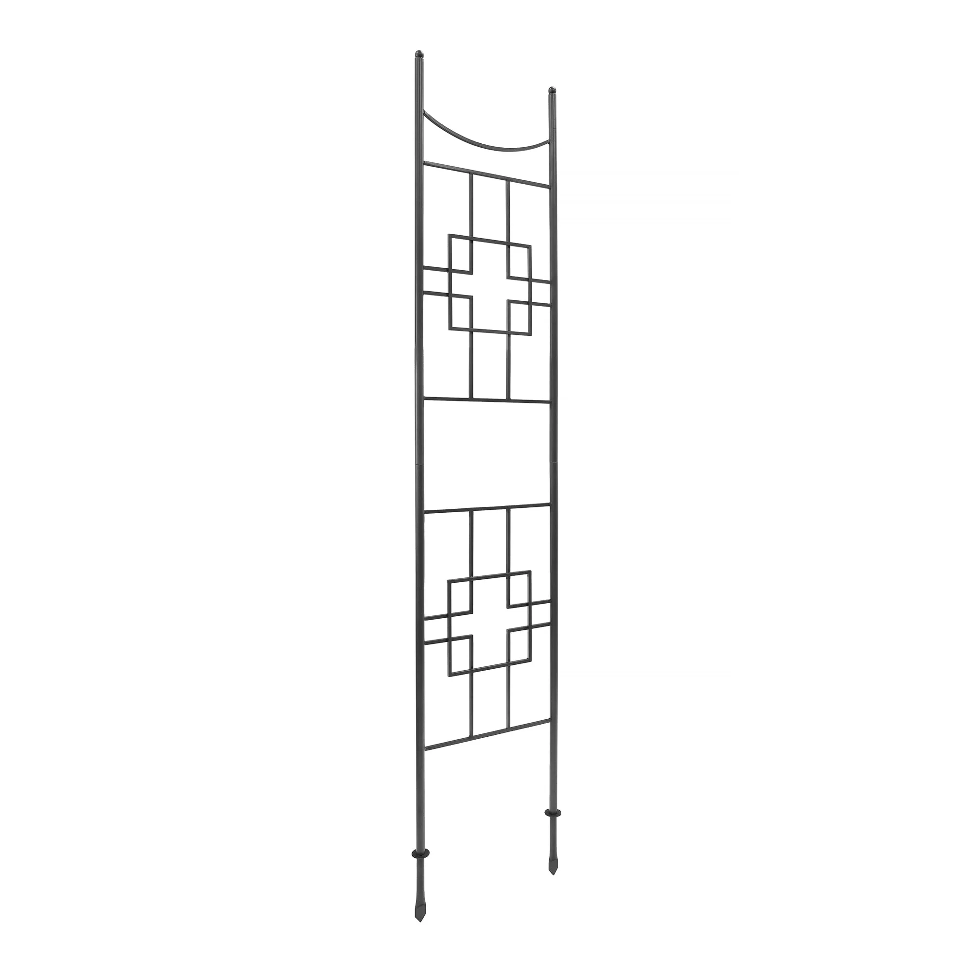 Achla Designs 96.5"H Graphite Powdercoat Finish Wrought Iron Outdoor Square-on-Squares Slim Trellis, Garden Accent