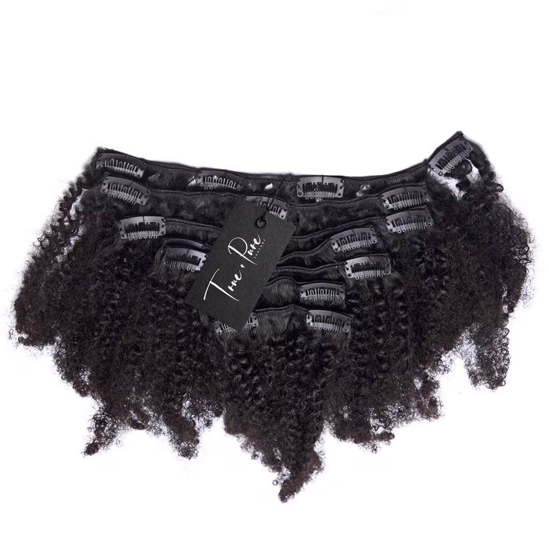 True + Pure Texture  Jasmine Coil Afro Kinky Curly Human Hair Clip Ins Extensions