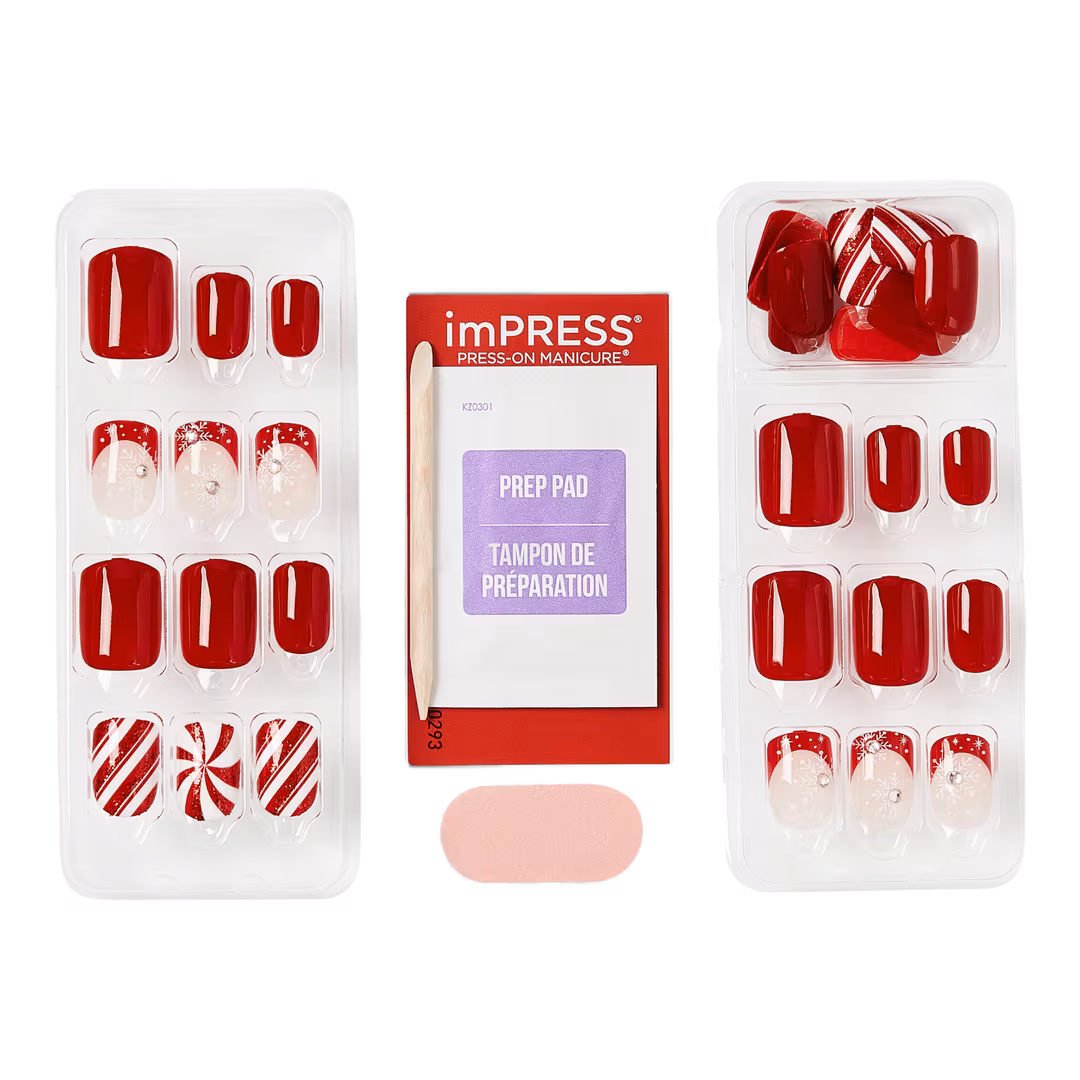 Kiss  Impress Design Short Squoval Press On Nails, Halo