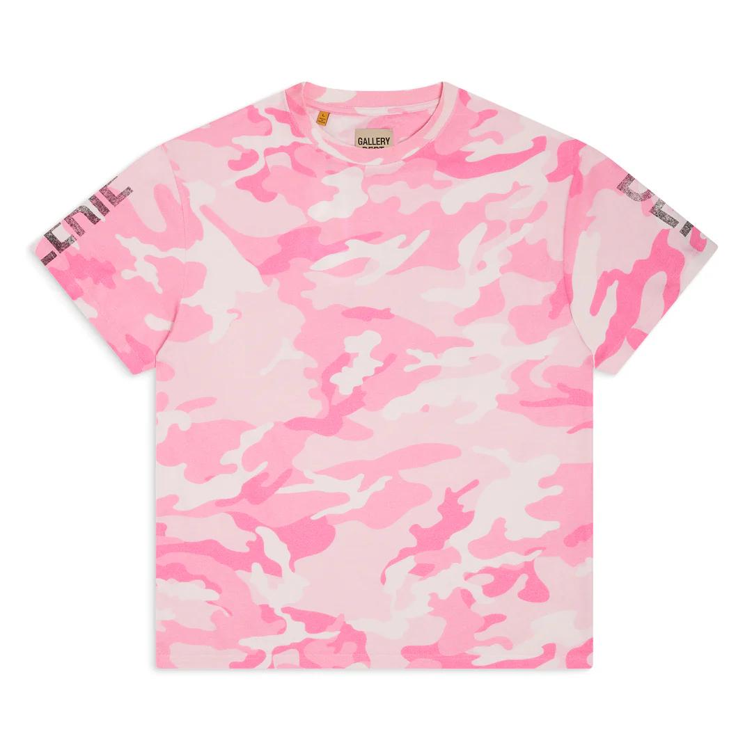 New pink tie-dye printed short-sleeved shirt