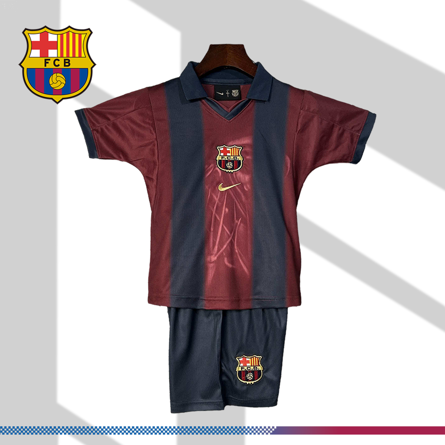 2025/2026 Barcelona Retro Camp Nou Football Shirt (Kids Kit socks)