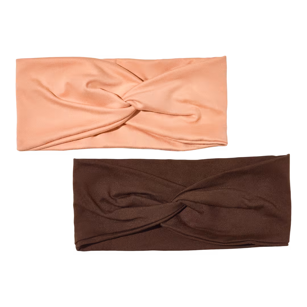 Kitsch  Recycled Fabric Wide Twist Headbands 2pc Set