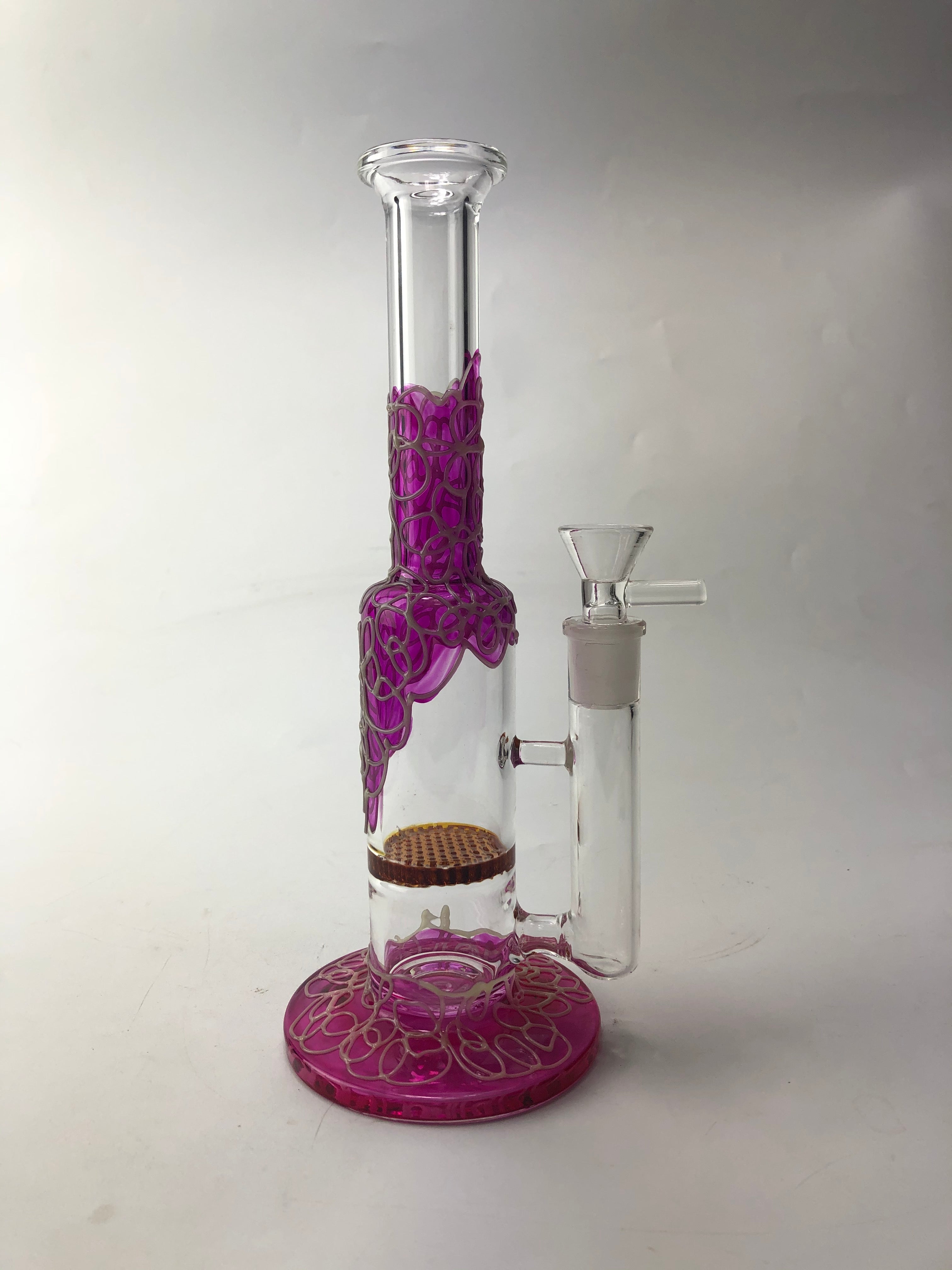 9 Straight Neck Glass Honeycomb Perc Bong