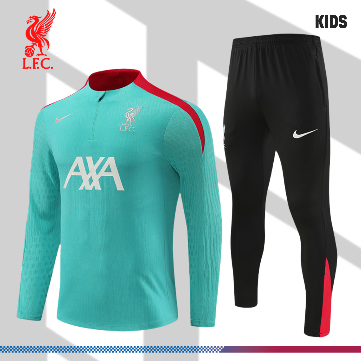 2024/2025 Liverpool Green Kids Half Zip Training Clothes (Kids Kit)