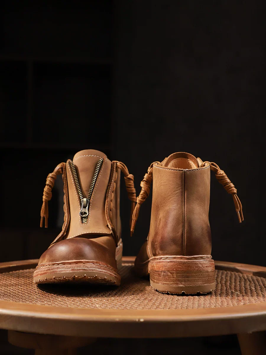 Premium Washed Crazy Horse Leather Knight Boots