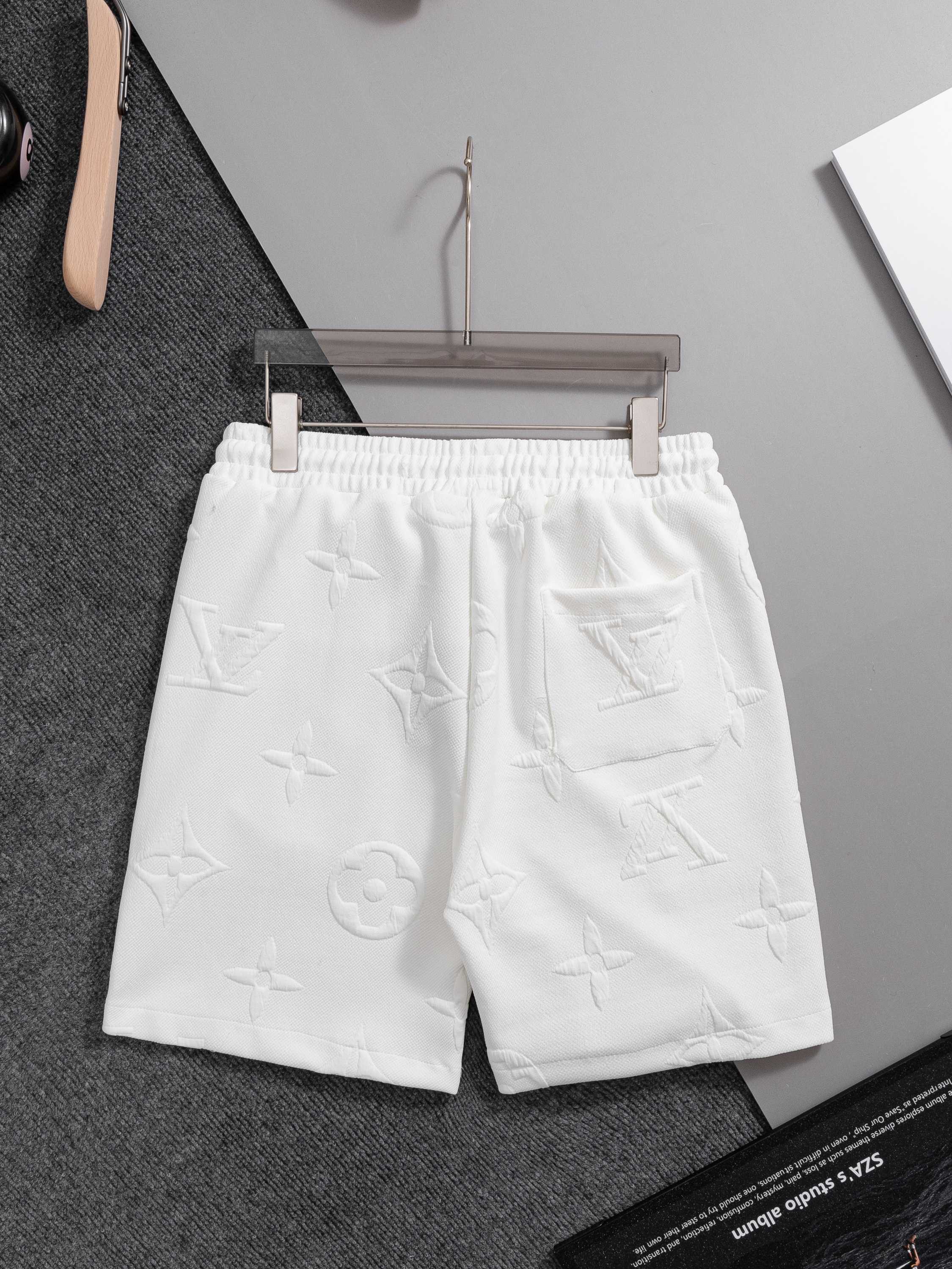LV Style 3D Monogram Embossed Sweat Shorts