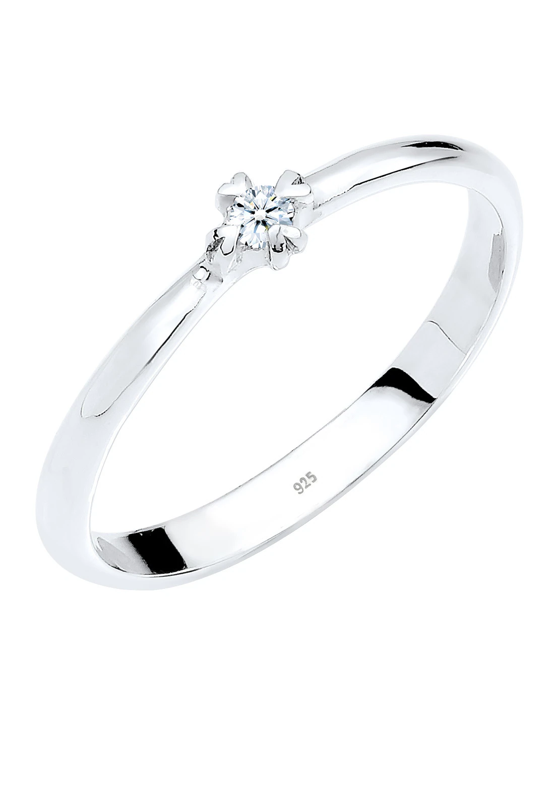 Solitär Herz Verlobung Diamant 0.03 ct. 925 Silber