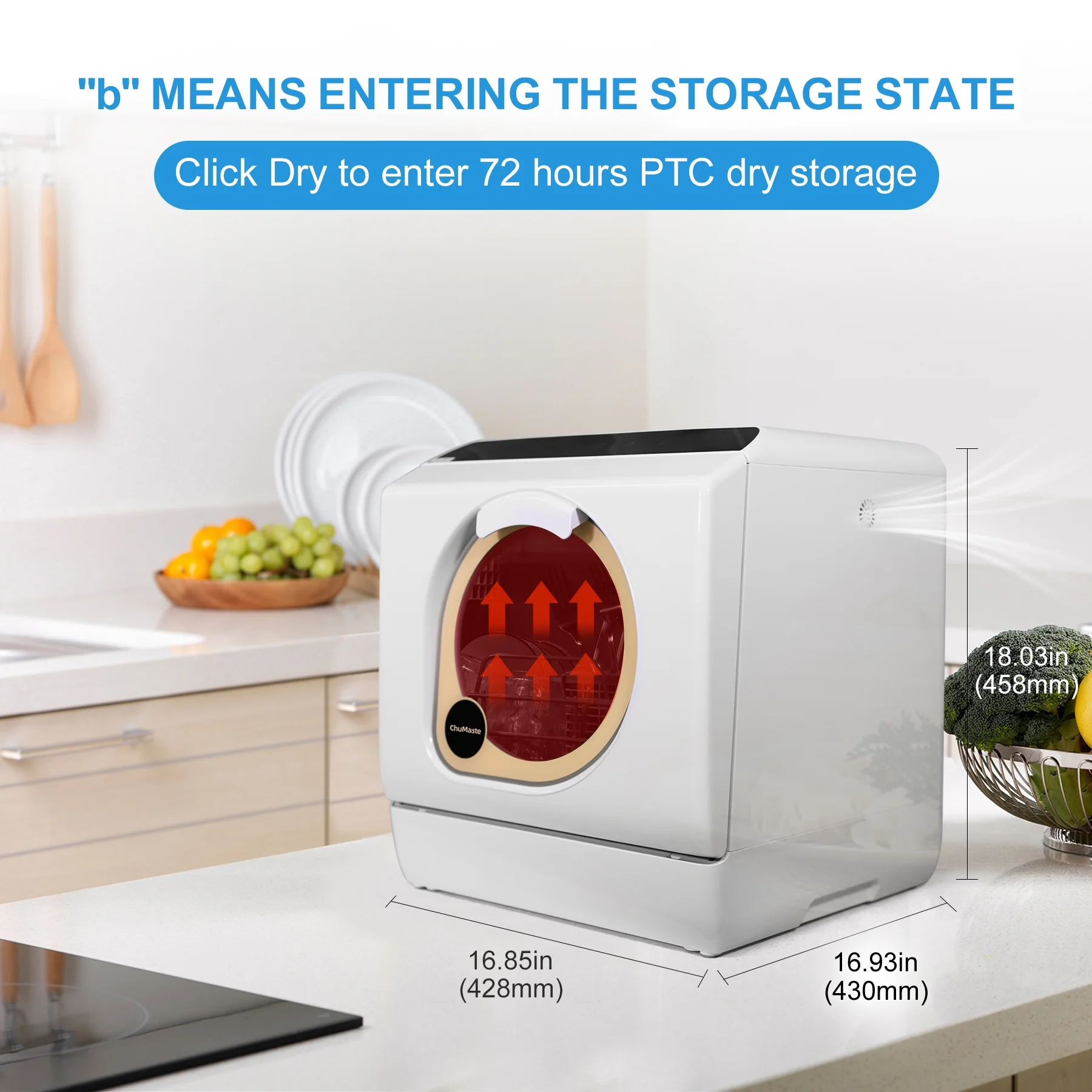 ChuMaste countertop dishwasher, countertop dishwasher with water tank, dishwasher with 5 wash programs, portable dishwasher can wash baby bottles, mini dishwasher with drying and double spray arms.