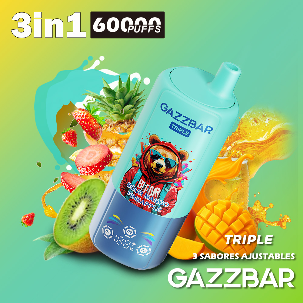 3-IN-1 60000 PUFFS-Sour Mango Pineapple&Strawberry Raspberry&Triple Melon