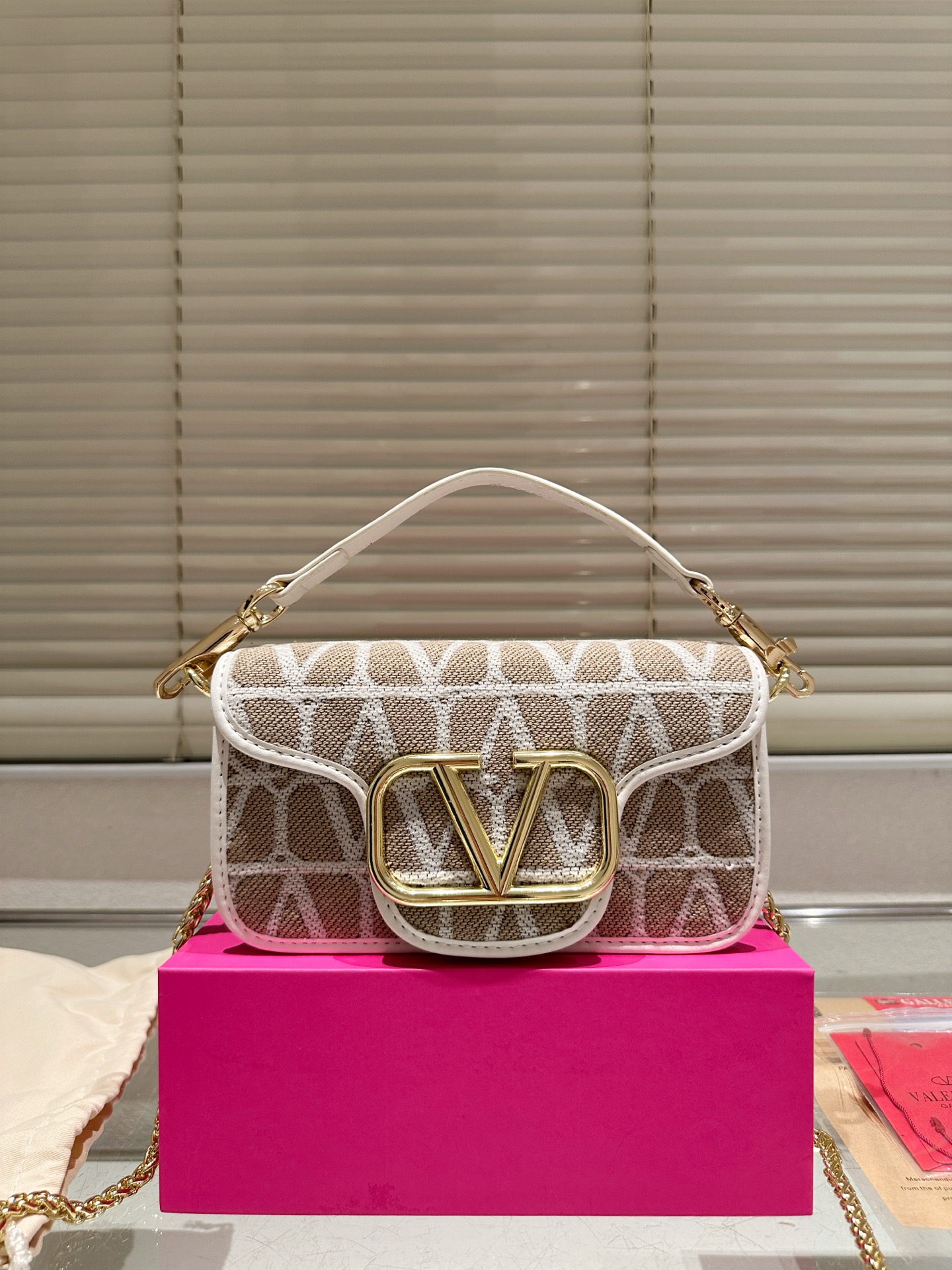 Valentino Loco Small Toile Iconographe Jacques Canvas Gold VLogo Flap Horizontal Shoulder Bag