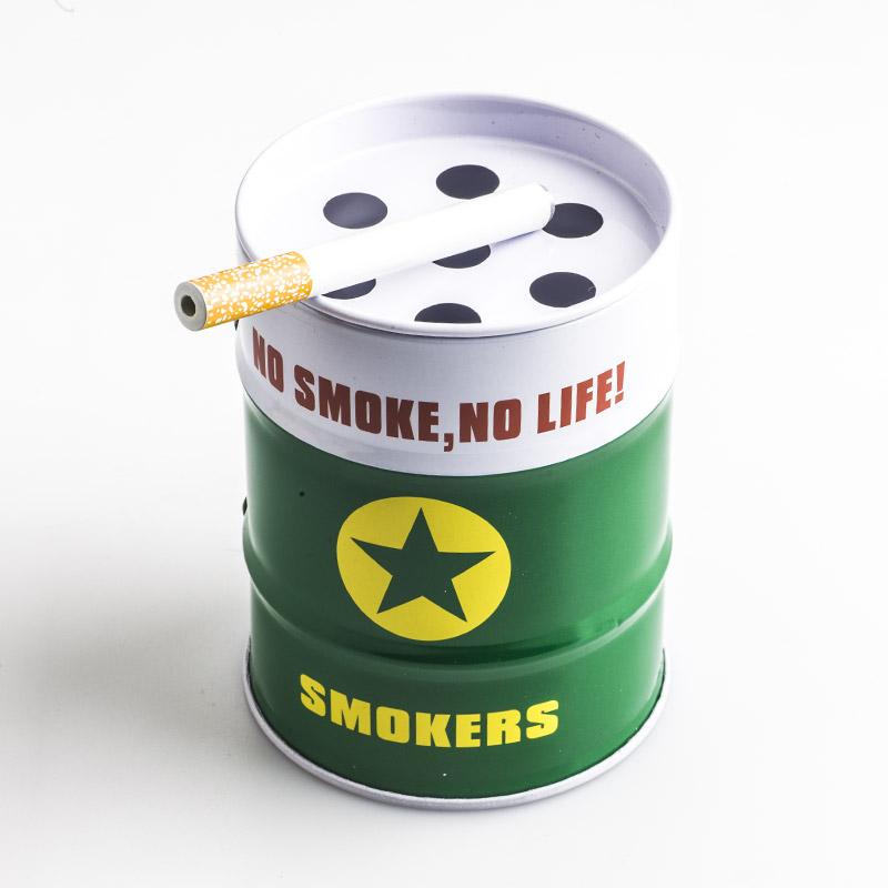 Oil Drum Shaped Tin Ashtray (Random Pattern)
