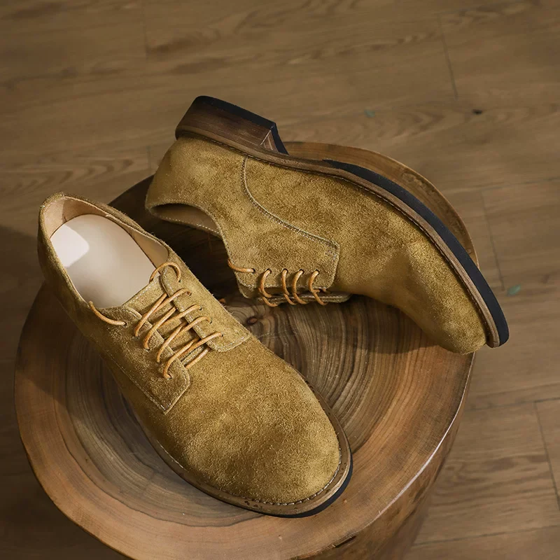Handmade Goodyear men's low-top derby casual leather shoes