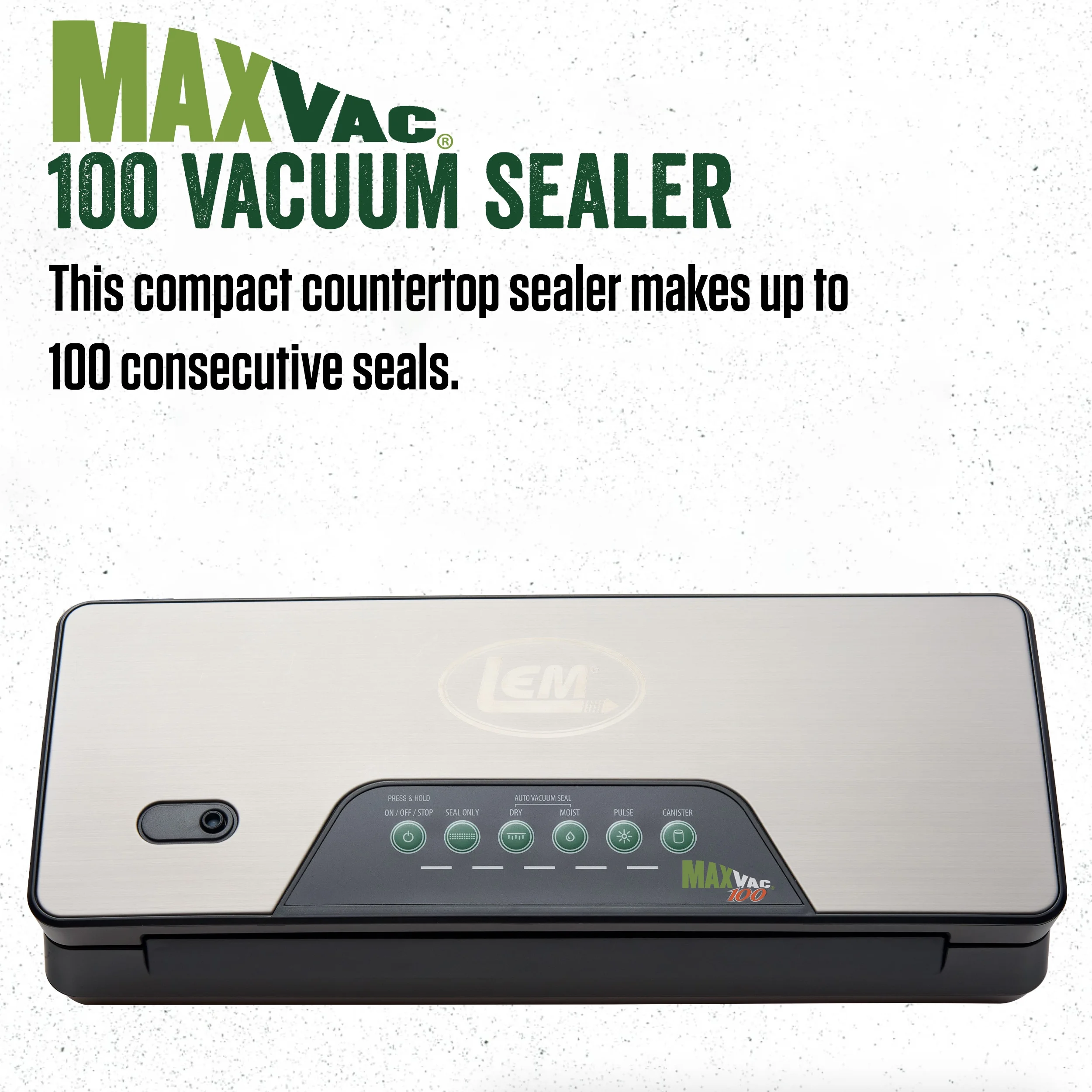 LEM Products MaxVac 100 Plastic Vacuum Sealer with 11.75 Inch Seal Bar, Silver and Black