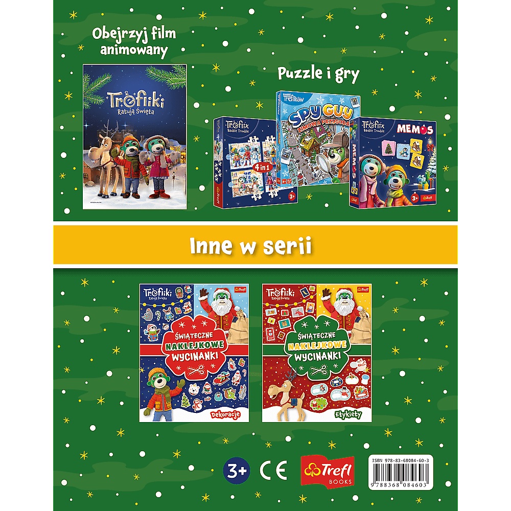 Książka Aktywizująca Rodzina Treflików: Trefliki Ratują Święta. Wycinanki Naklejkowe. Zwierzęta