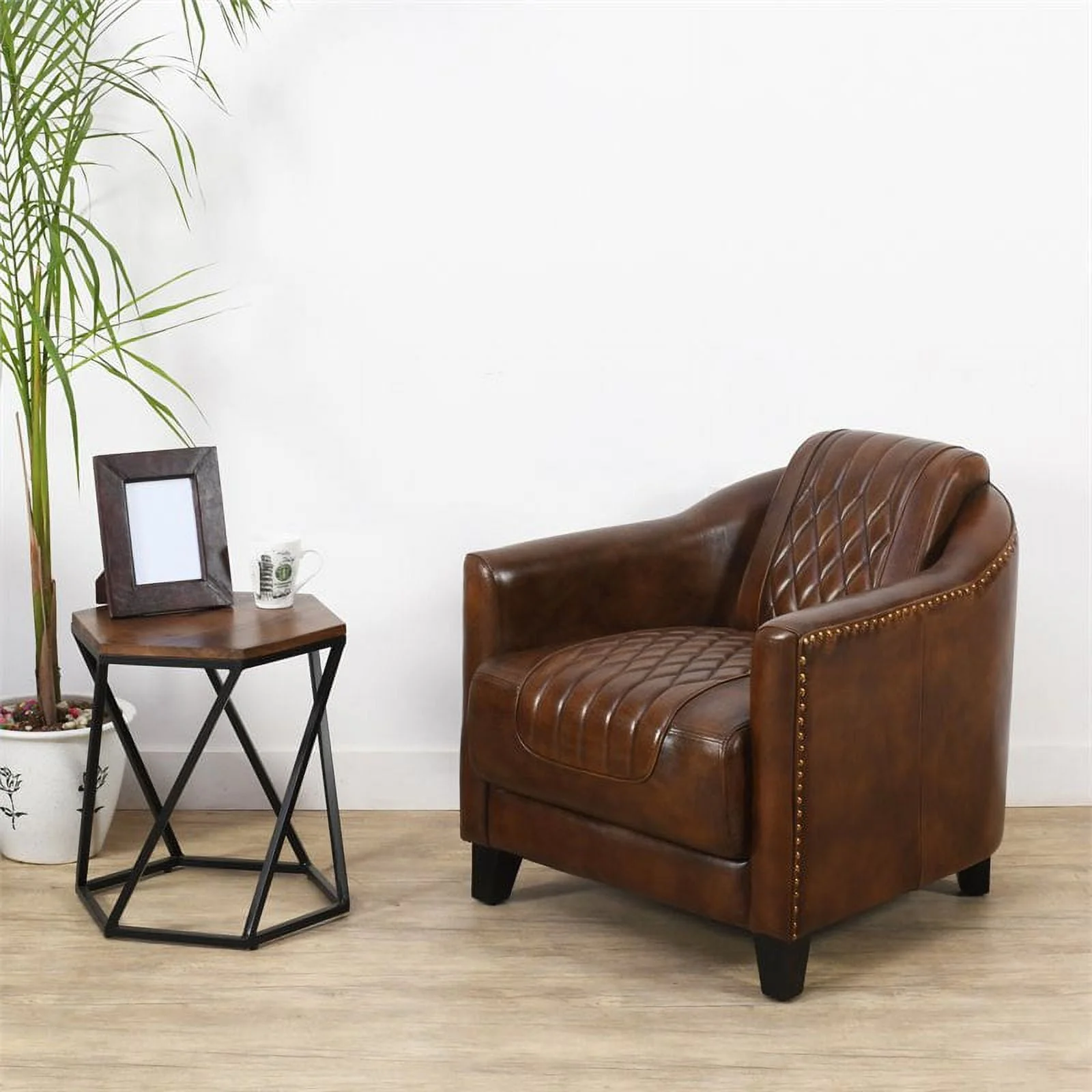 Alma Artte Tomcat Top Grain Leather Armchair in Marabou Dark Brown
