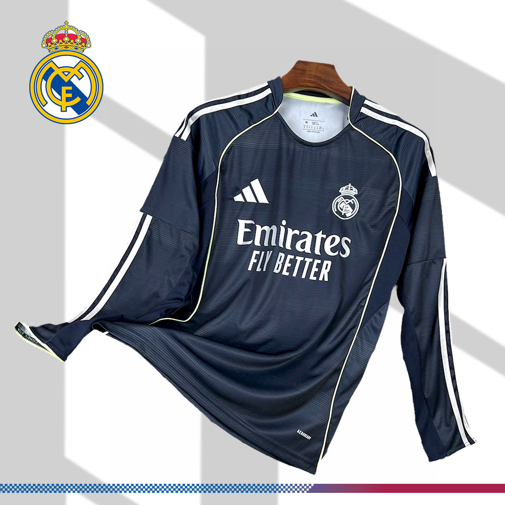 2025/2026 Real Madrid Away Long Sleeve Football Shirt （Fan Edition）
