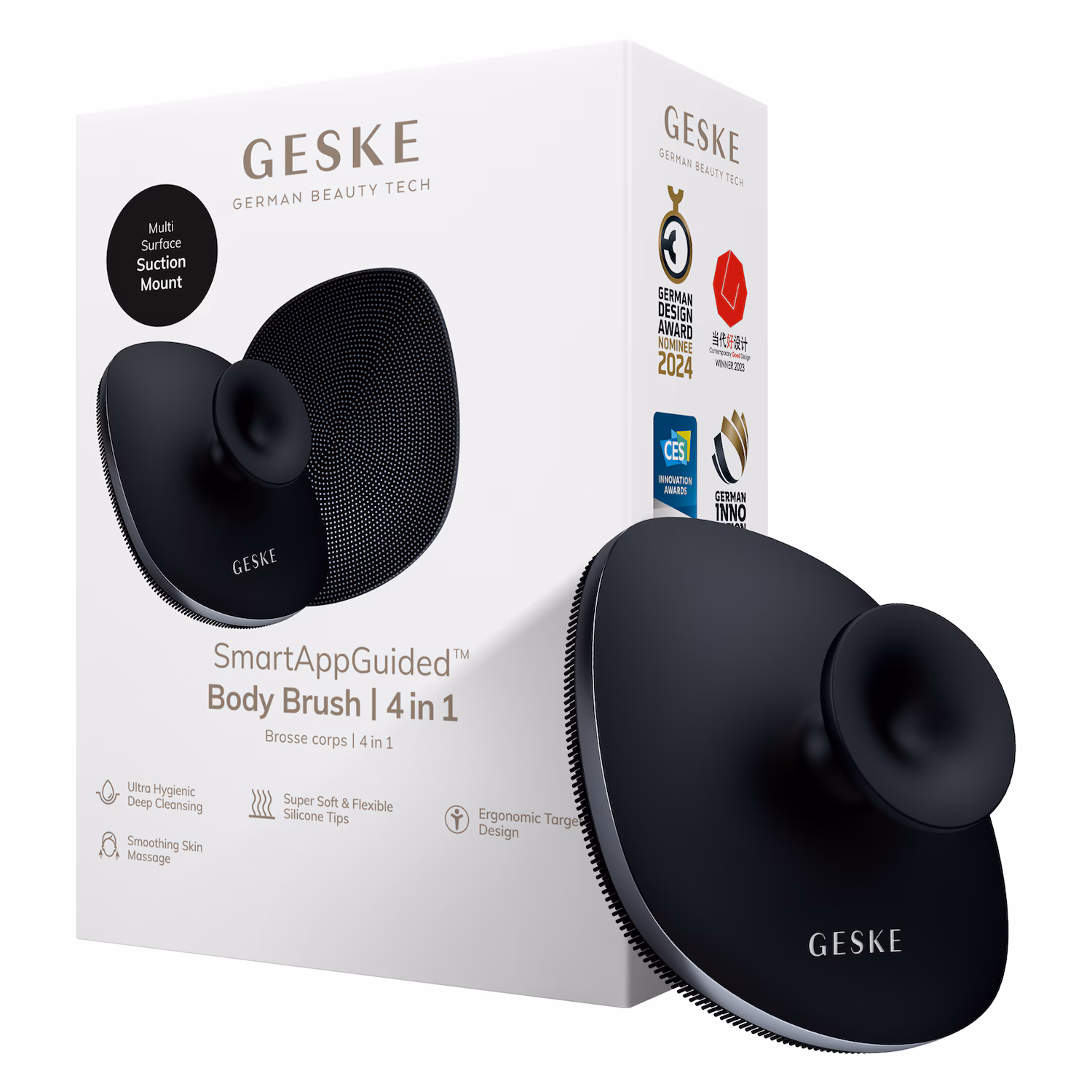 GESKE Body Brush | 4 in 1 | Design mit Metallring | Reinigungsbürste