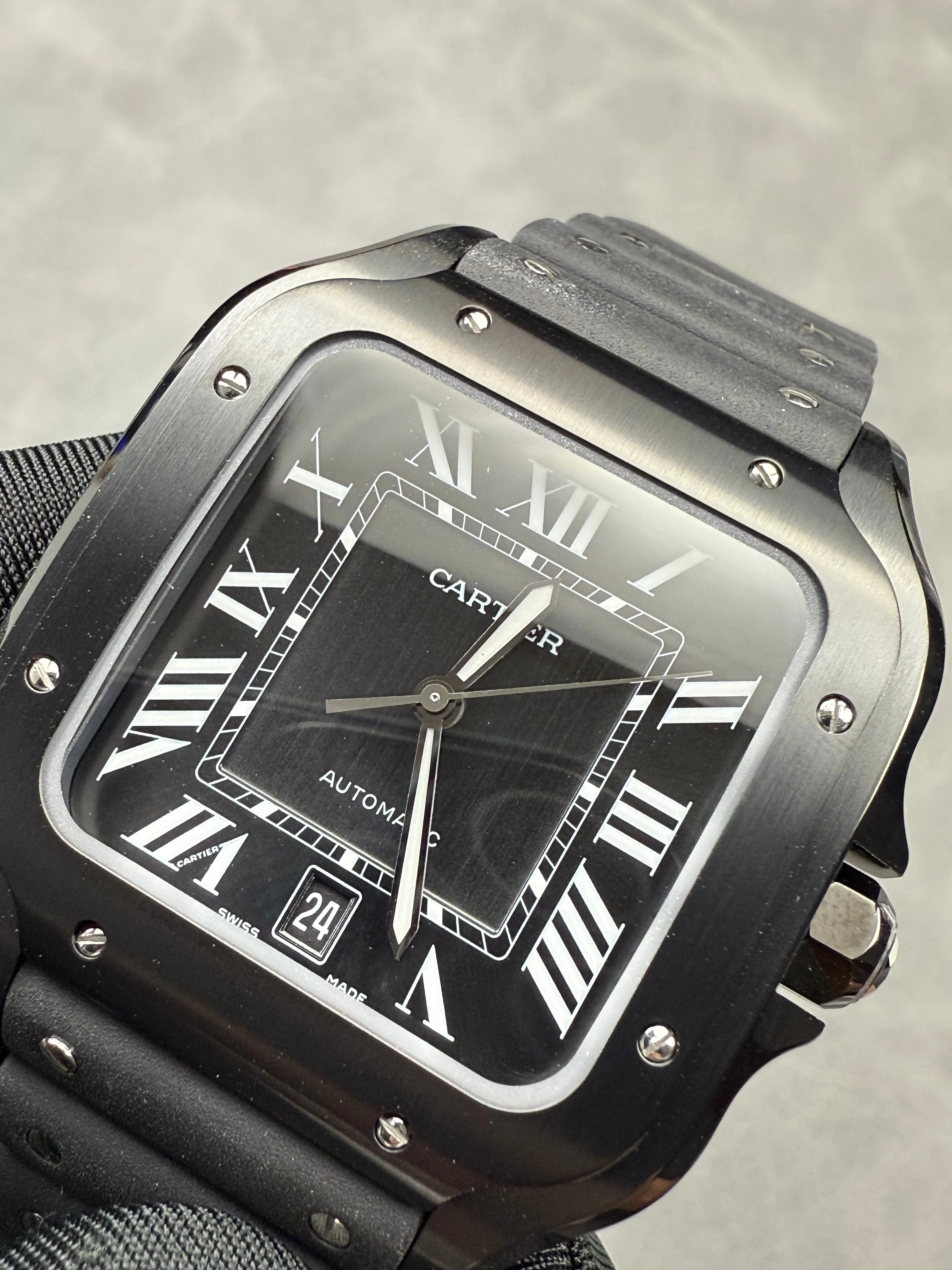 Cartier Watch Men Santos 39.8mm Black Rubber