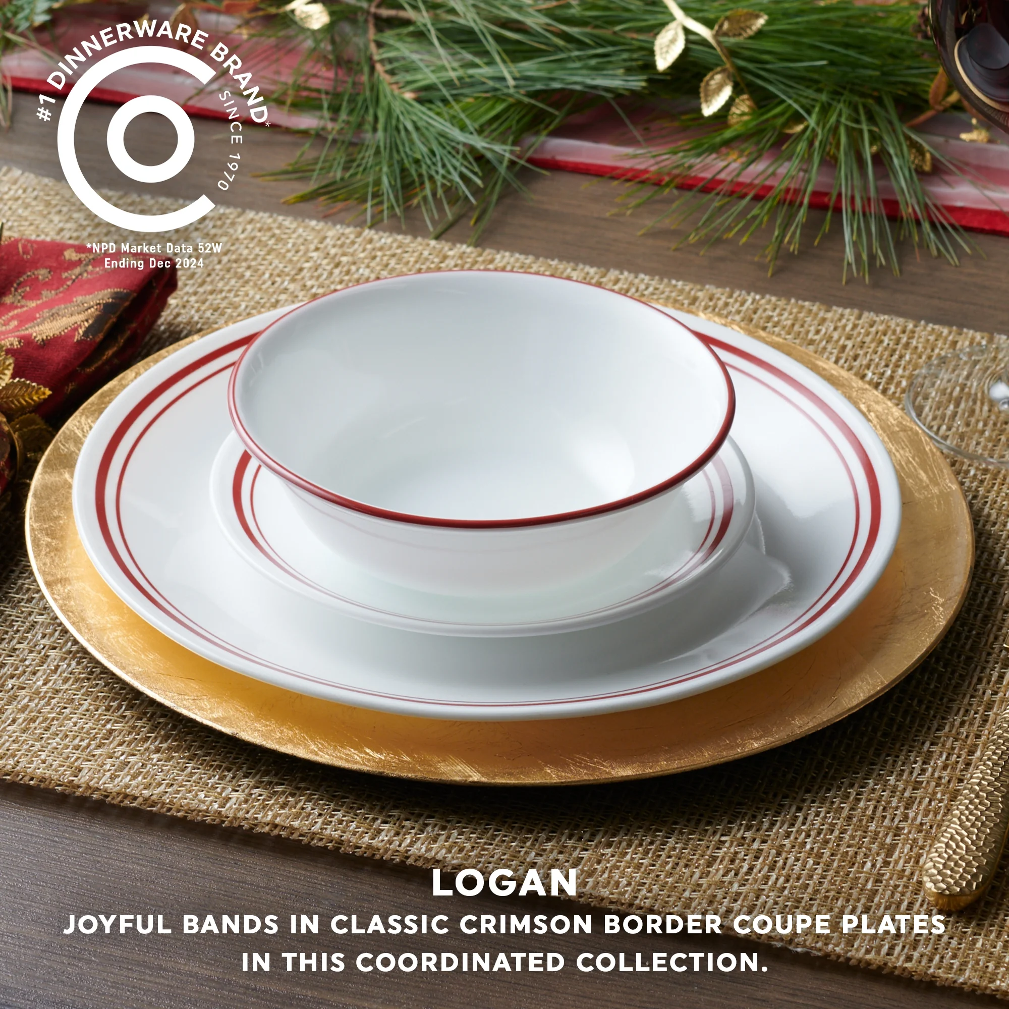 Corelle Logan 18-Piece Glass Dinnerware Set, Service for 6