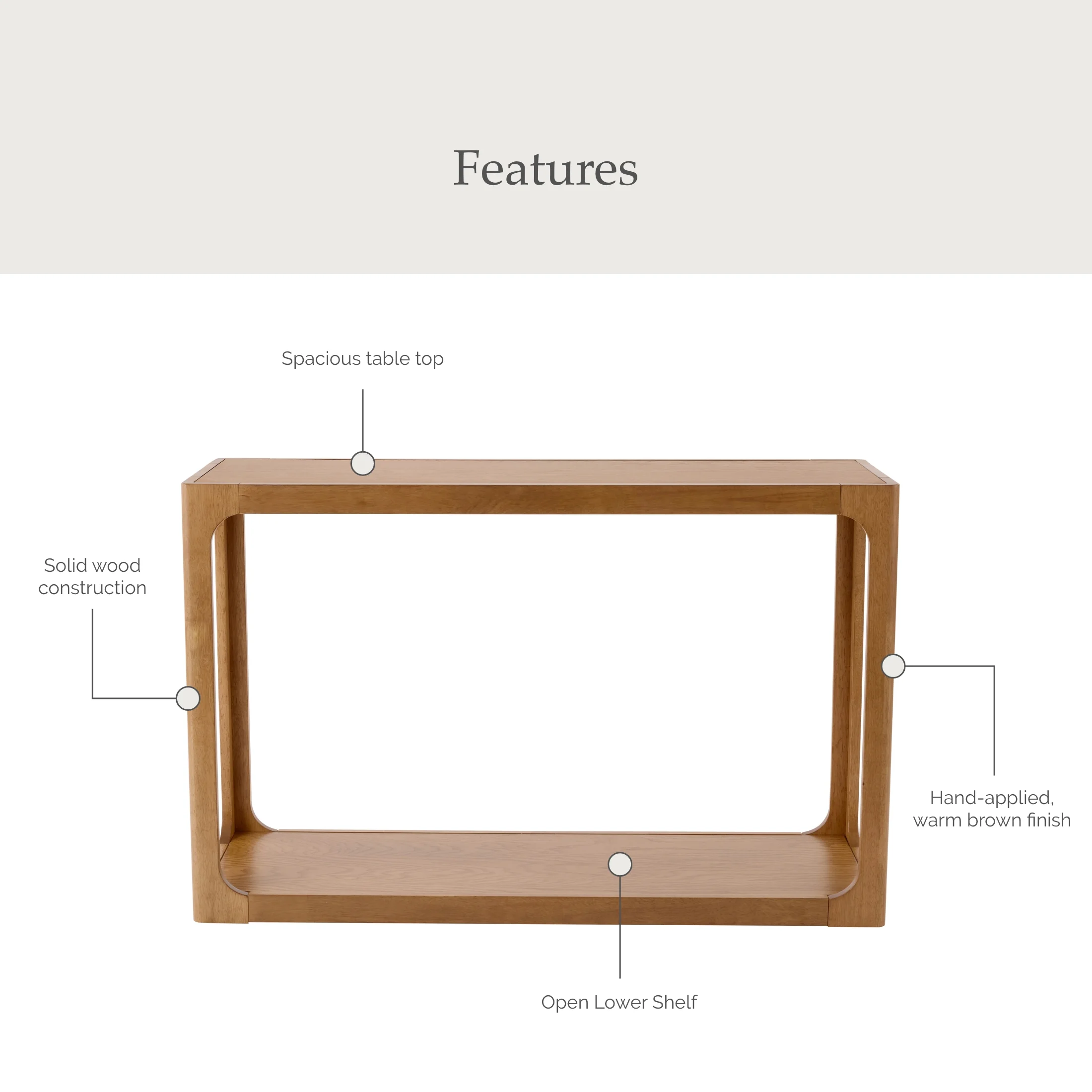 My Texas House Haven Console Table, Warm Brown