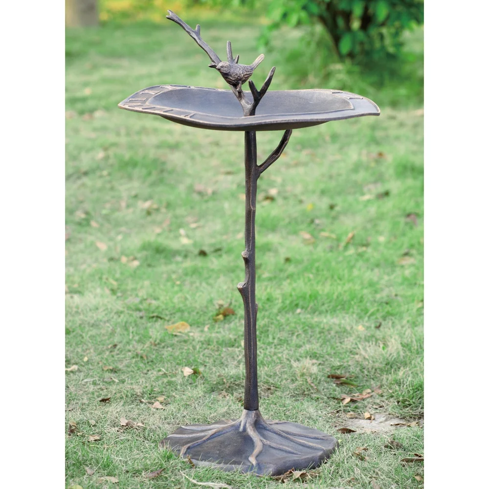 SPI Aluminum Bird on Branch Sundial/Birdbath