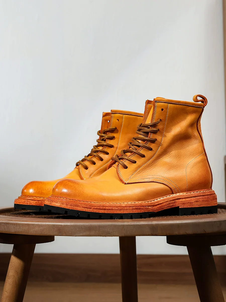 Goodyear high-end horse leather heavy industry washed retro Martin boots