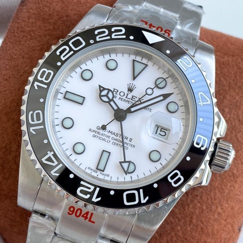 Rolex Watch GMT-MASTER II CUSTOM CERAMIC BLACK BEZEL WHITE DIAL Watch