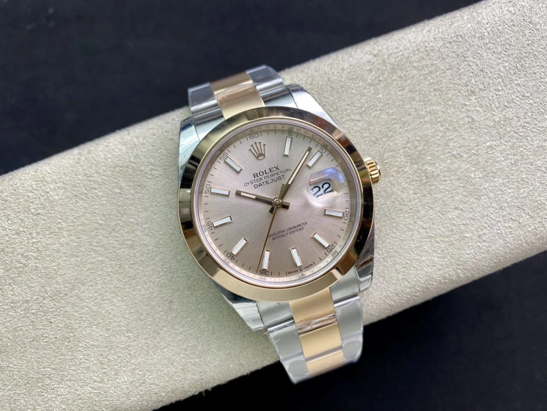 Rolex Watch DATEJUST 41MM SMOOTH BEZEL GOLD STEEL GREY DIAL