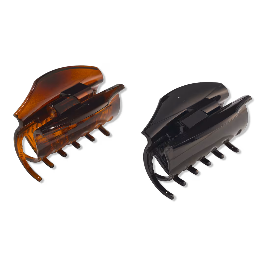 Conair Accessories  No-Slip Grip Black & Tortoise Claw Clips